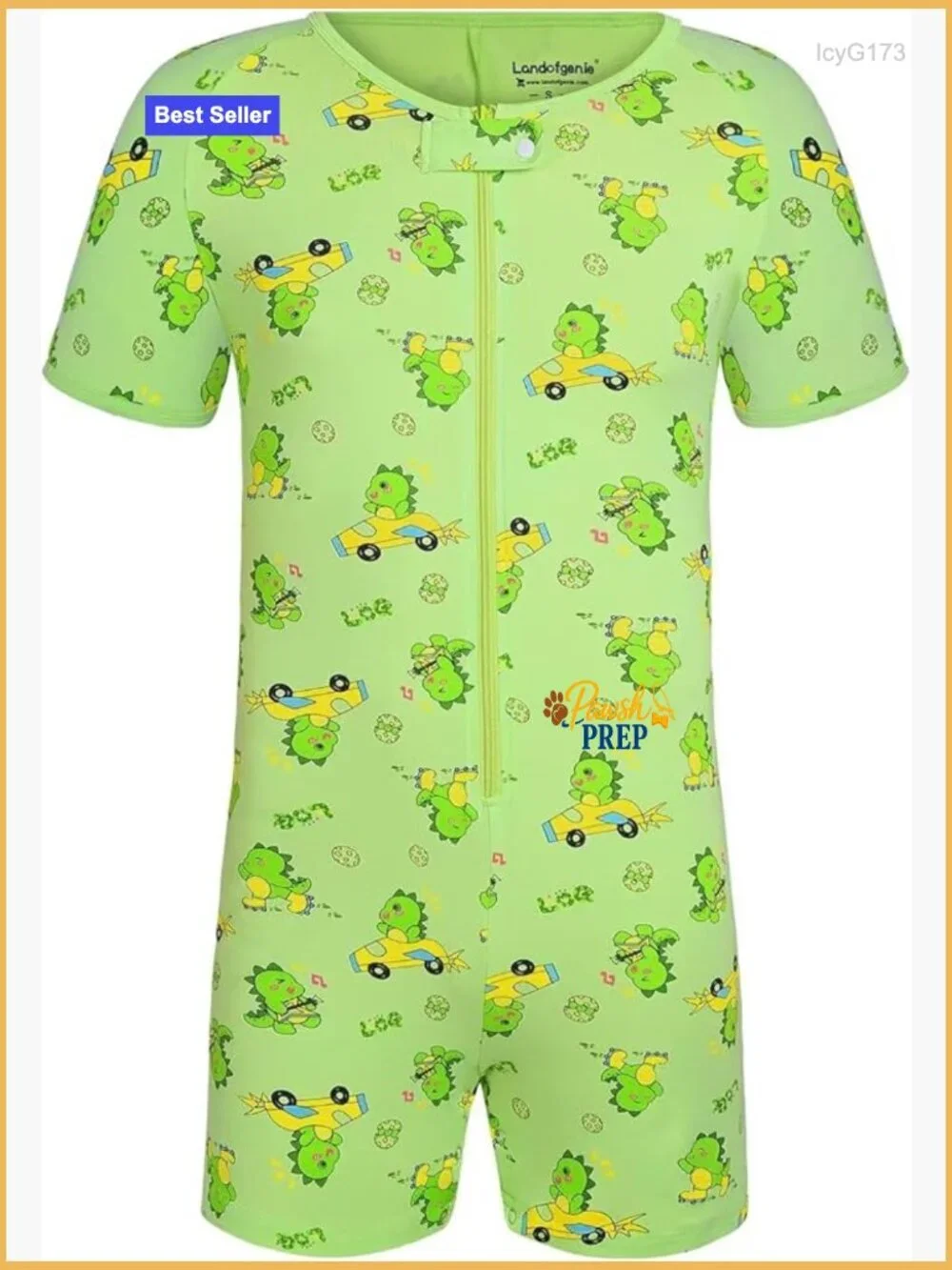 Men's Dinosaur Print Cotton Romper One-Piece Pajamas with Snap Crotch